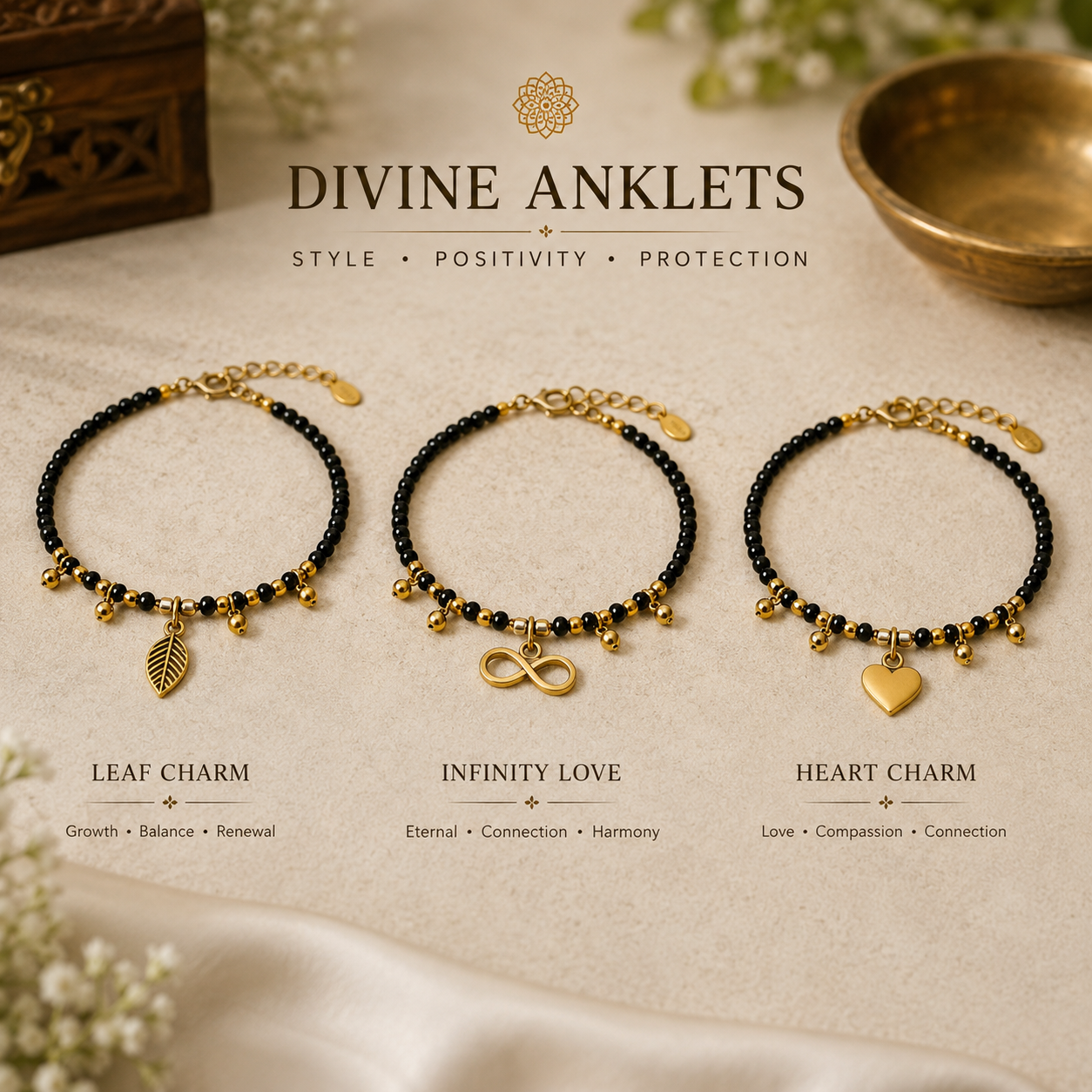 Leaf, Infinity Love &amp; Heart Charm Collection