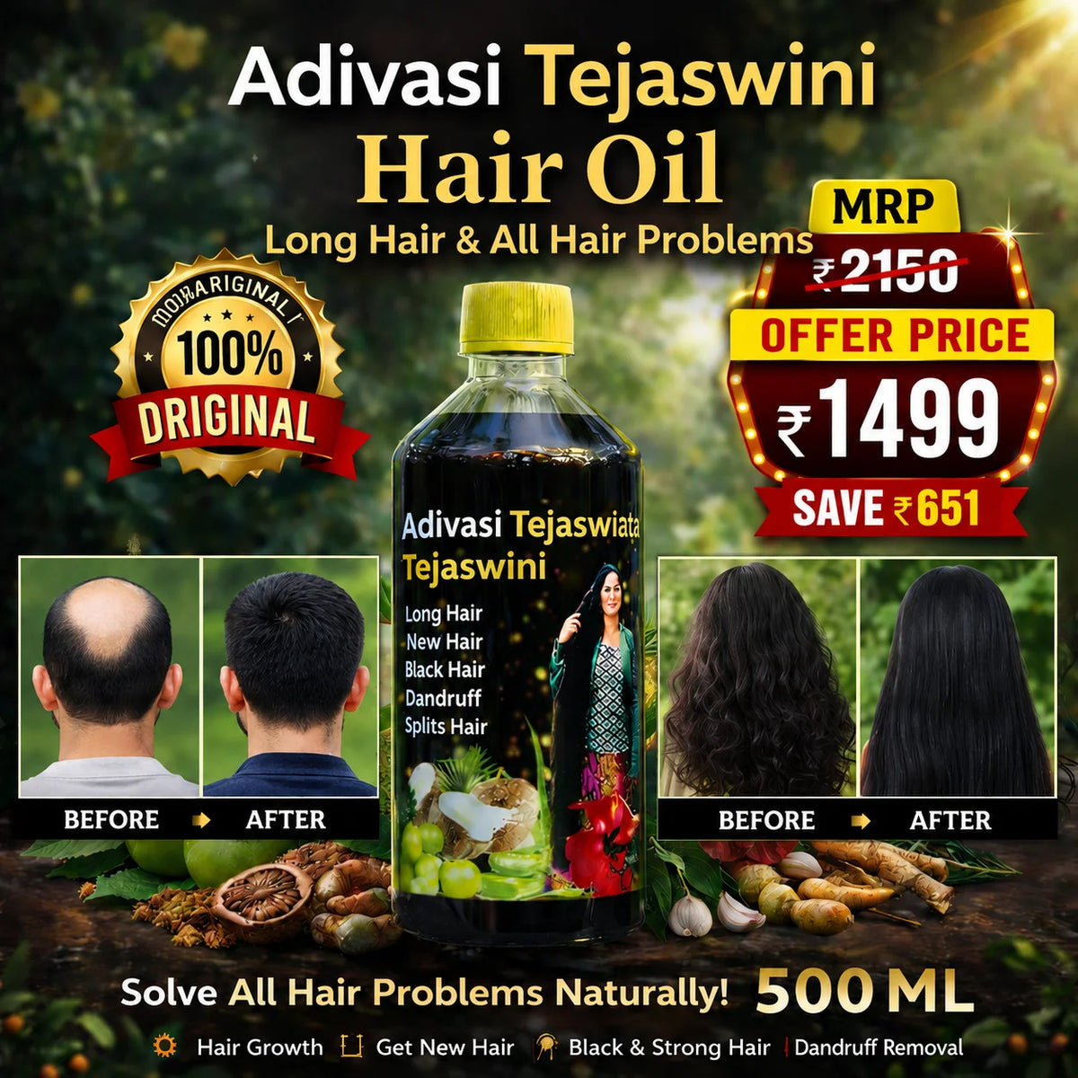 Adivasi South Indian Tejaswini Hair Oil