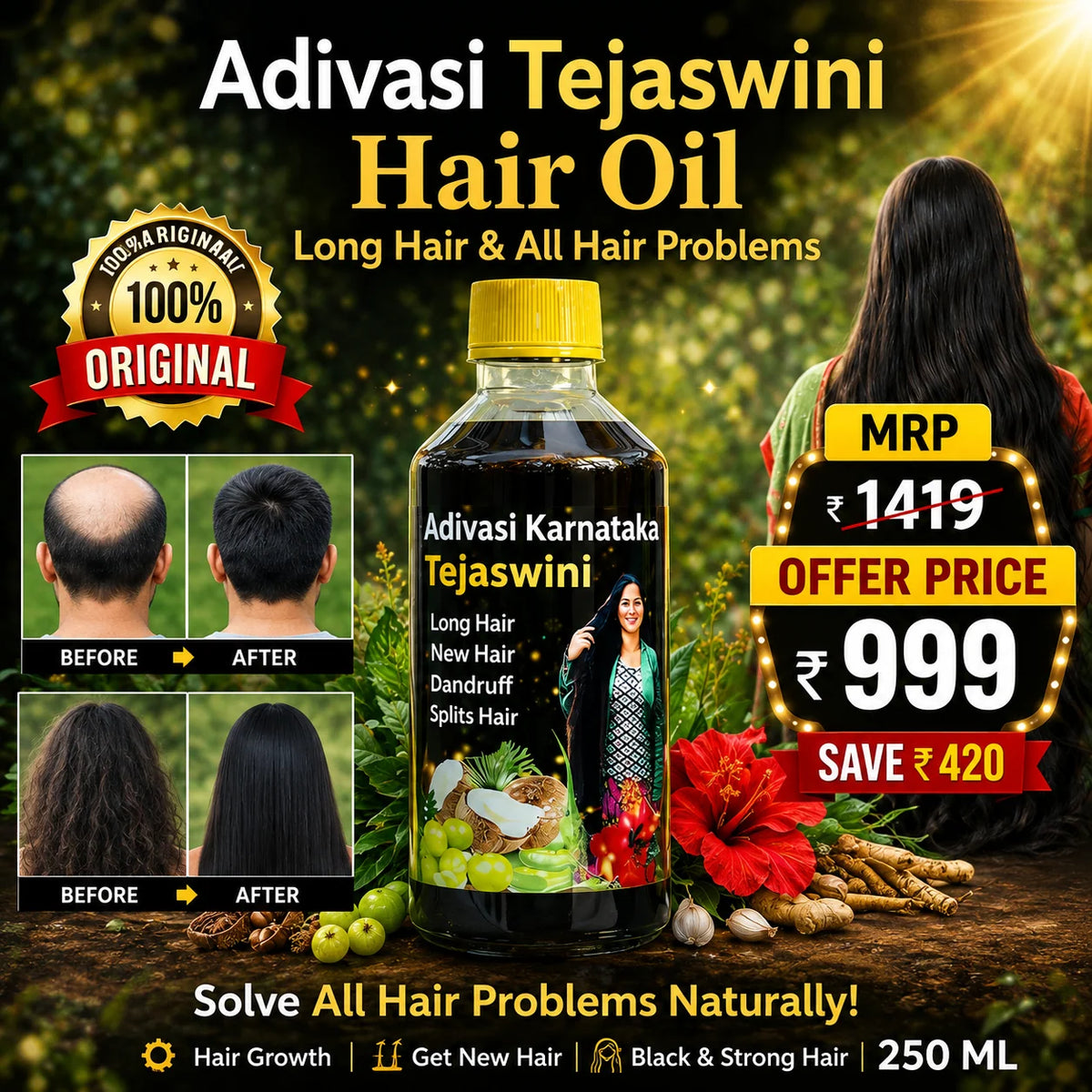 Adivasi South Indian Tejaswini Hair Oil